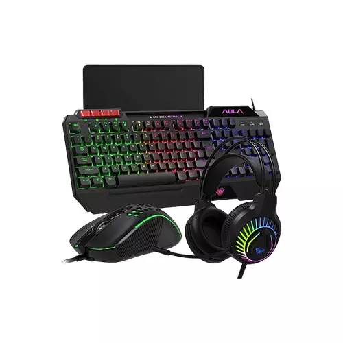 AULA GAMING KEYBOARD MOUSE HEADSET AND MOUSEPAD COMBO