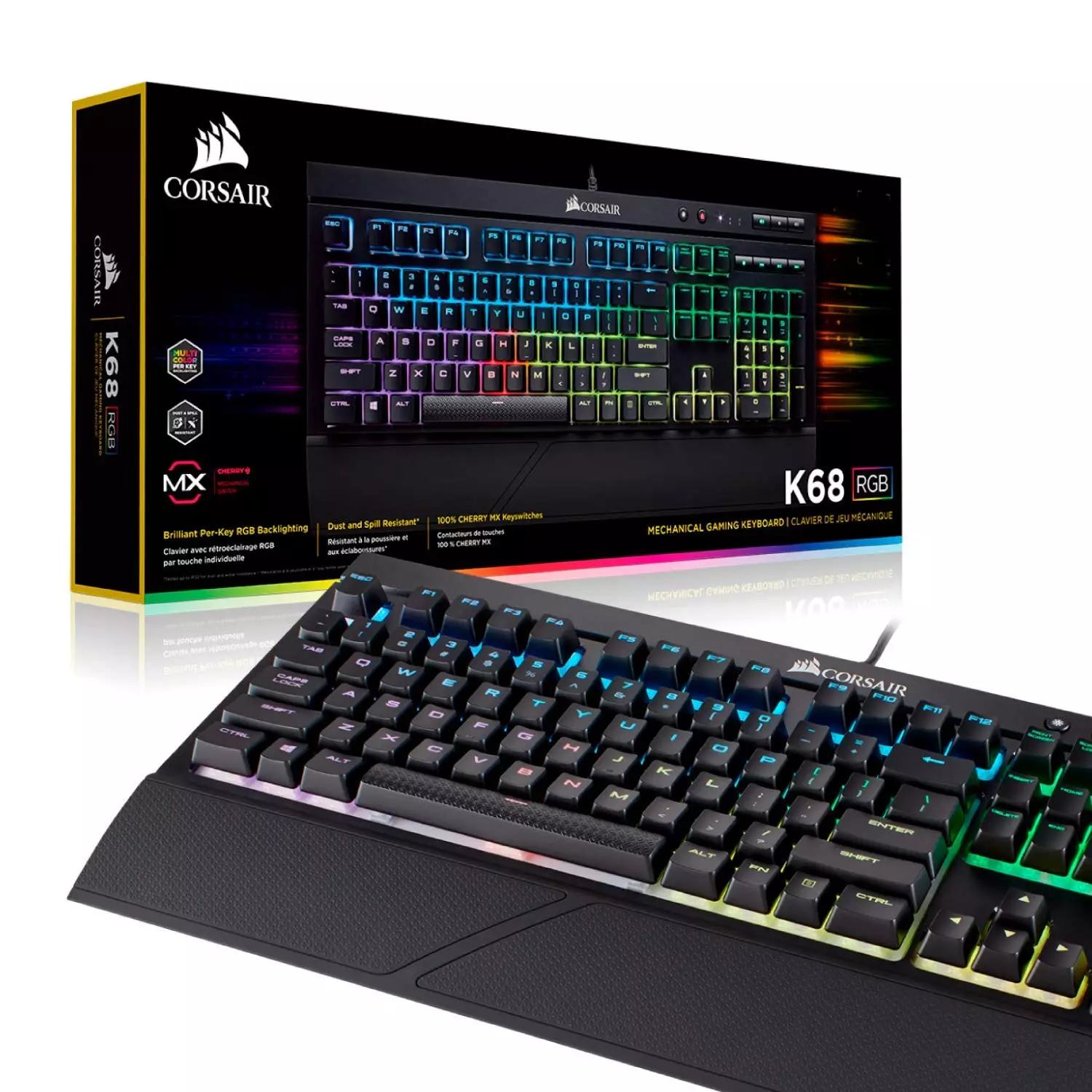 Corsair K68 RGB Mechanical Cherry MX Red Gaming Keyboard