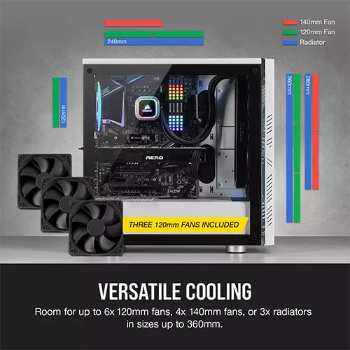 CORSAIR 275R Airflow Tempered Glass Mid-Tower Gaming Case — White-gallery-3
