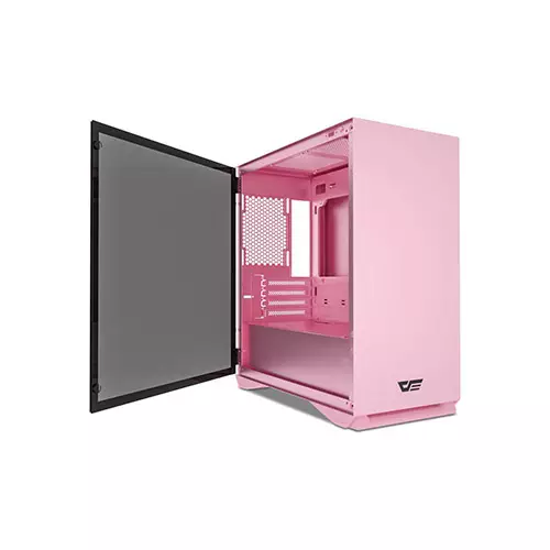 Aigo DarkFlash DLM22 Mini Tower Tempered Glass Micro-ATX Case (Pink)