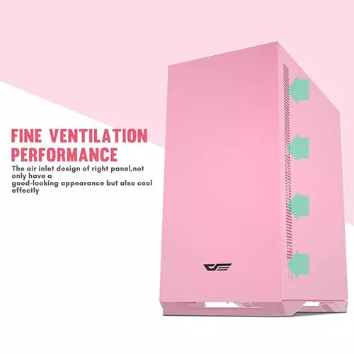 Aigo DarkFlash DLM22 Mini Tower Tempered Glass Micro-ATX Case (Pink)-gallery-2