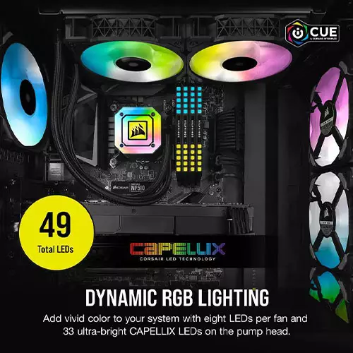 Corsair iCue H100i Elite Capellix 240mm All in One Liquid CPU Cooler-gallery-4