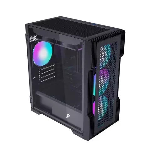 1stPlayer T3 Mesh m-ATX Gaming Case (Black)-gallery-2