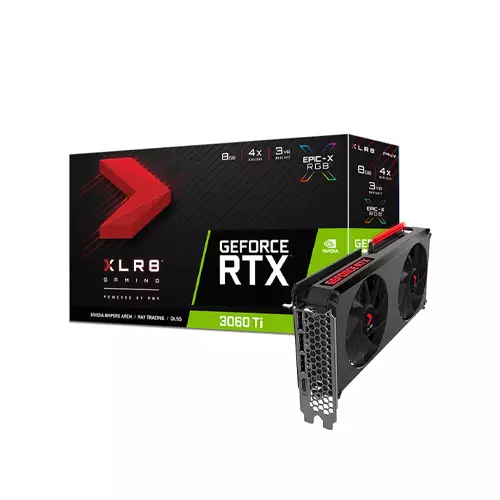 PNY GeForce RTX 3060 Ti 8GB XLR8 Gaming REVEL EPIC-X RGB Dual Fan Edition LHR GRAPHICS CARD