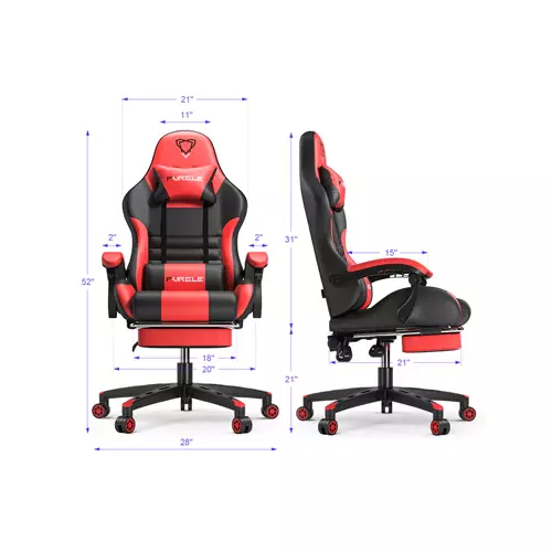 FURGLE PRO SERIES GAMING CHAIR WITH FOOTREST-RED-gallery-6