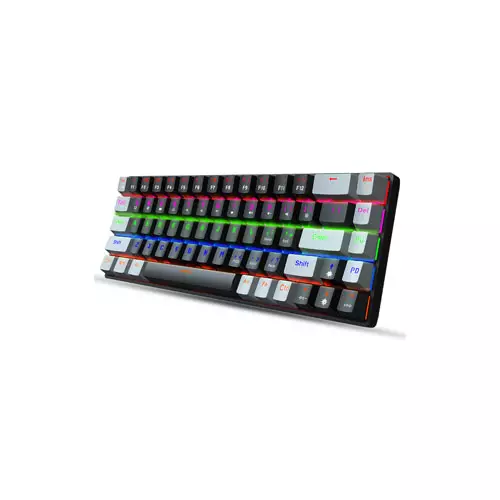 HXSJ V800 68 KEYS TYPE-C WIRED COOL BACKLIGHT MECHANICAL KEYBOARD BLACK GREY-gallery-1