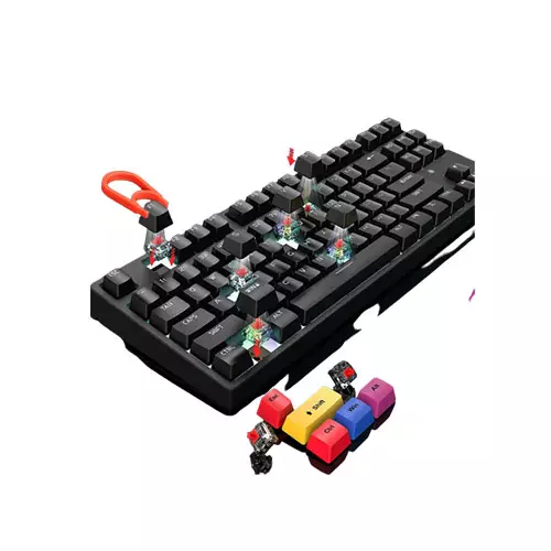 HXSJ L600 87 KEYS TWO-COLOR INJECTION KEYCAP WHITE BACKLIGHT DETACHABLE TYPE-C CABLE MECHANICAL KEYBOARD RED SWITCHES-gallery-1