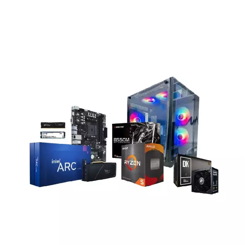AMD RYZEN 5 5500 BIOSTAR B550MH 16GB RAM 250GB SSD GAMING PC WITH ARC A750 8GB GRAPHICS