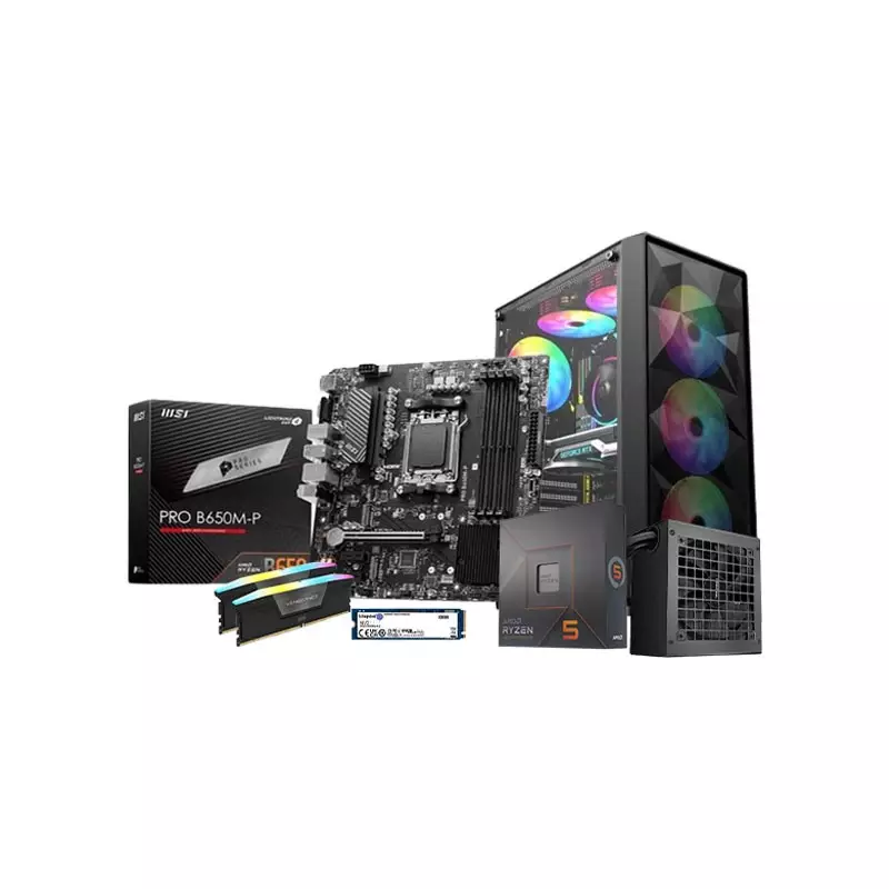 AMD Ryzen 5 7600X MSI PRO B650M-P Motherboard 16GB RAM 500GB SSD Desktop PC