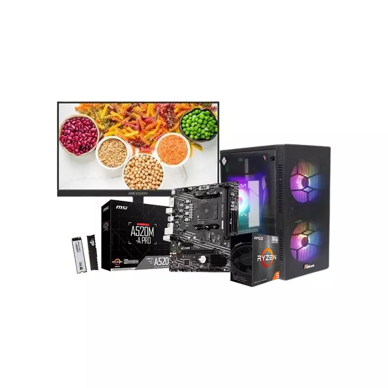 AMD Ryzen 5 5600G MSI A520M-A PRO Motherboard 8GB RAM 256GB SSD Budget PC with Monitor