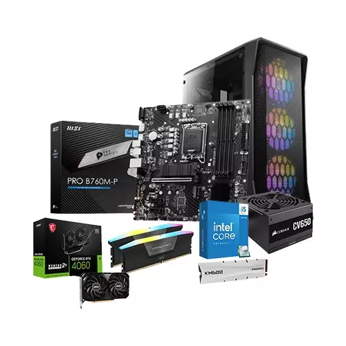 Intel Core I5-14400F MSI GEFORCE RTX 4060 VENTUS 2X 8G MSI PRO B760M-P Motherboard 32GB RAM 1 TB SSD Gaming PC