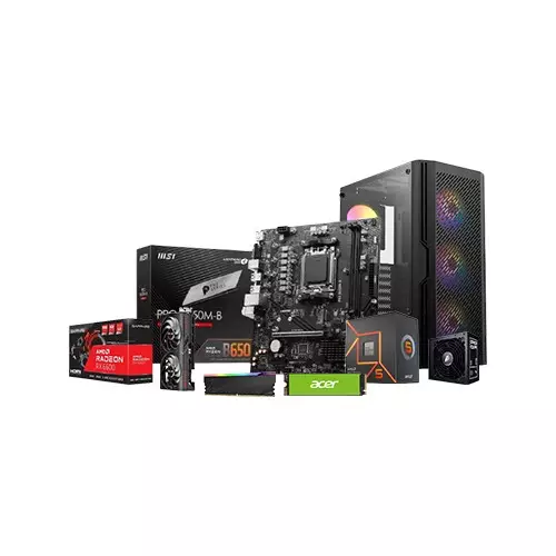 AMD RYZEN 5 7500F MSI PRO B650M-B Motherboard 16GB RAM 500GB SSD Desktop PC with RX 6600 Graphics