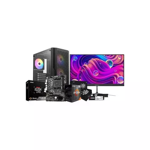 AMD Ryzen 5 5600G Msi A520M-A Pro Motherboard 8GB RAM 512GB SSD Desktop PC with Monitor