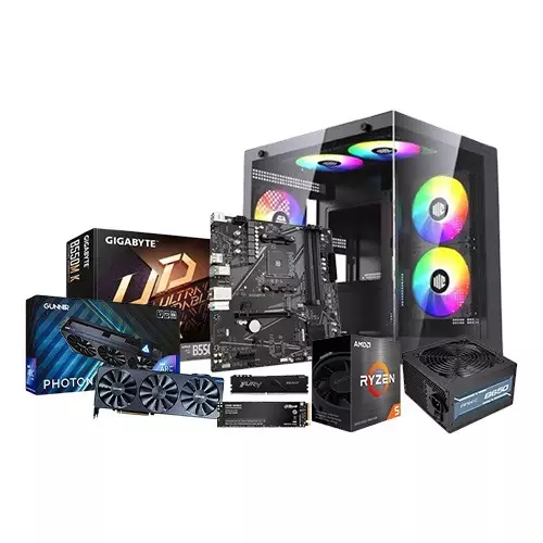 AMD RYZEN 5 5600 GIGABYTE B550M K 8GB RAM 512GB SSD Gaming PC with INTEL ARC A750 8GB Graphics