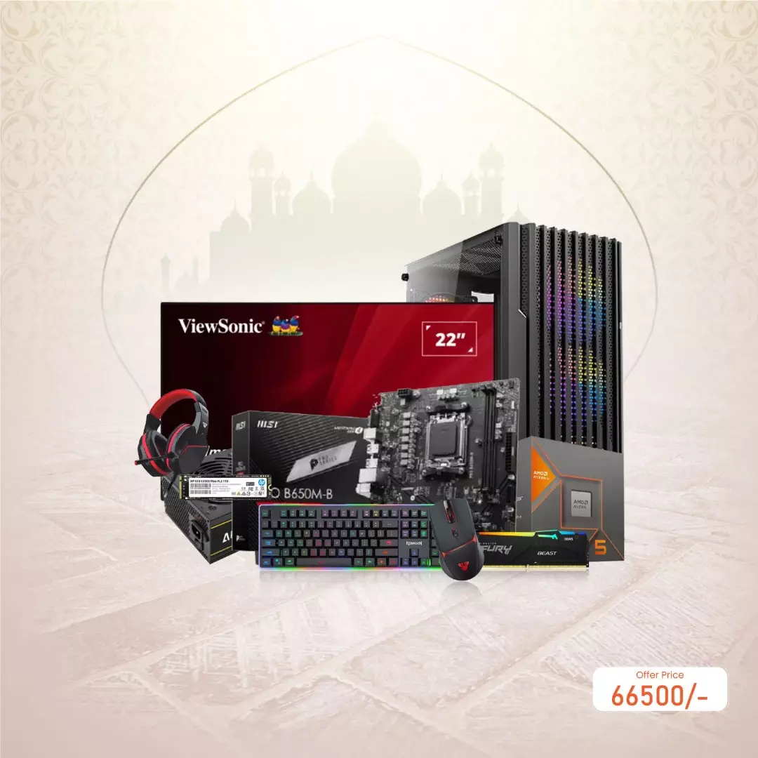 AMD Ryzen 5 8600G MSI PRO B650M-B Gaming 16GB RAM 1TB SSD Gaming PC with ViewSonic VA2209-H-2 Monitor