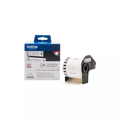 Brother Genuine DK-22251 Black and Red on White 62mm Label Roll