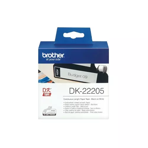 Brother DK-22205 (62mm x 30.4mm) Black on White Ribbon-gallery-1