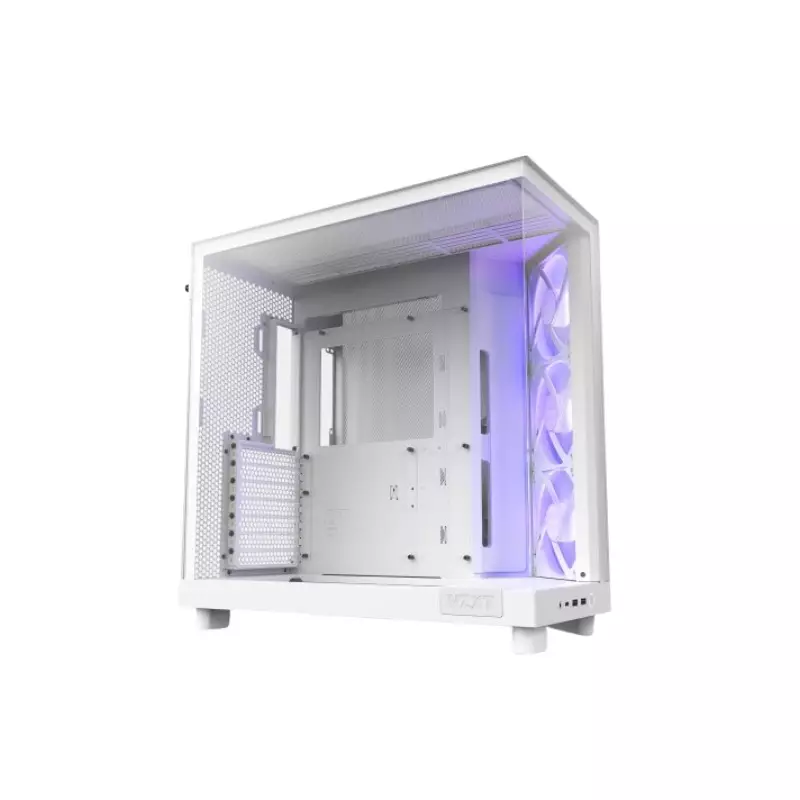 NZXT H6 Flow RGB Compact Dual-Chamber Mid-Tower Airflow Case (White)-gallery-2