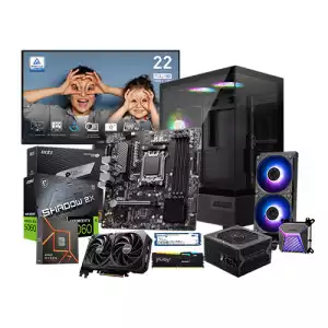 AMD RYZEN 7 7700 MSI PRO B650M-P 16GB RAM 500GB SSD RTX 5060 8G Graphics Gaming PC with 21.5 inch Monitor
