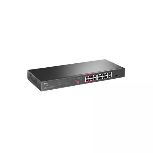 TP-LINK TL-SL1218P 16-PORT 10/100 MBPS + 2-PORT GIGABIT RACKMOUNT SWITCH WITH 16-PORT POE+ SURVEILLANCE SWITCH-gallery-1