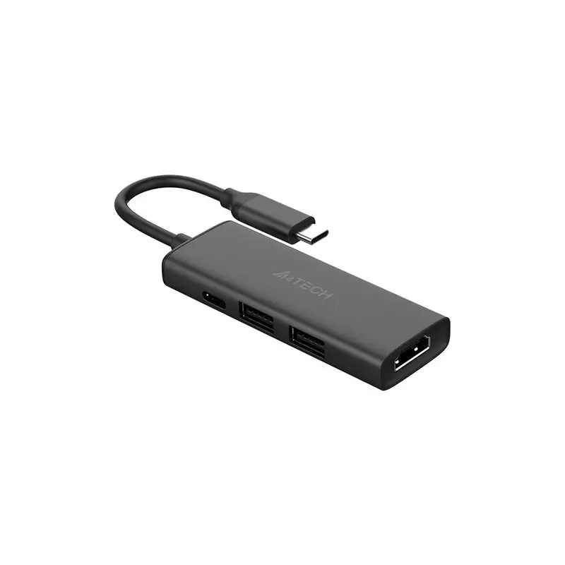 A4tech DST-40C Type-C Male to Dual USB Type-C & HDMI Female Converter (Black )-gallery-1