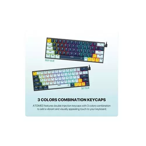Fantech Atom63 MK874V2 Mechanical Wired Gaming Keyboard (Sky Blue) /navy-gallery-4