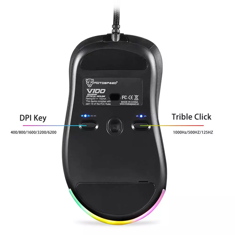 MotoSpeed V100 Dual Sensor 6200DPI RGB Optical Gaming Mouse-gallery-2