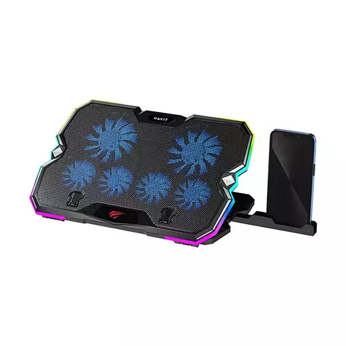 Havit Gamenote F2068 RGB 6 Fan Laptop Cooler with Mobile Holder-gallery-1