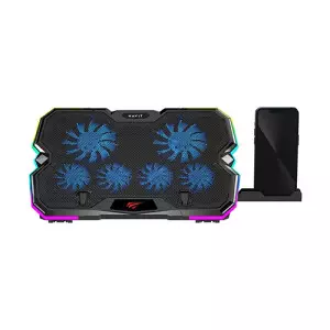 Havit Gamenote F2068 RGB 6 Fan Laptop Cooler with Mobile Holder-gallery-2