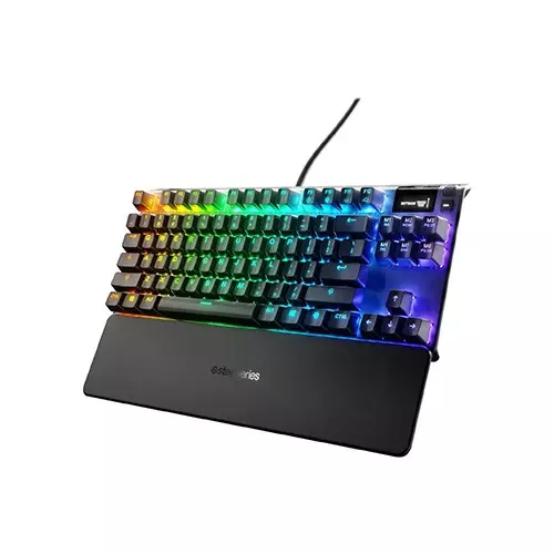 SteelSeries Apex 7 TKL Compact RGB Backlit Red Switch USB Passthrough and Media Controls Linear and Quiet Mechanical Gaming Keyboard with OLED Smart Display-gallery-1