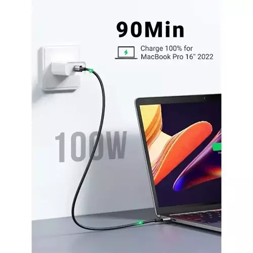 UGREEN L502 100W 1M Braided Fast Charging Type-C to Type-C Cable (White)-gallery-1