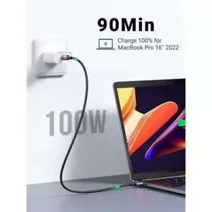 UGREEN L502 100W 1M Braided Fast Charging  Type-C to Type-C Cable (White)-gallery-1