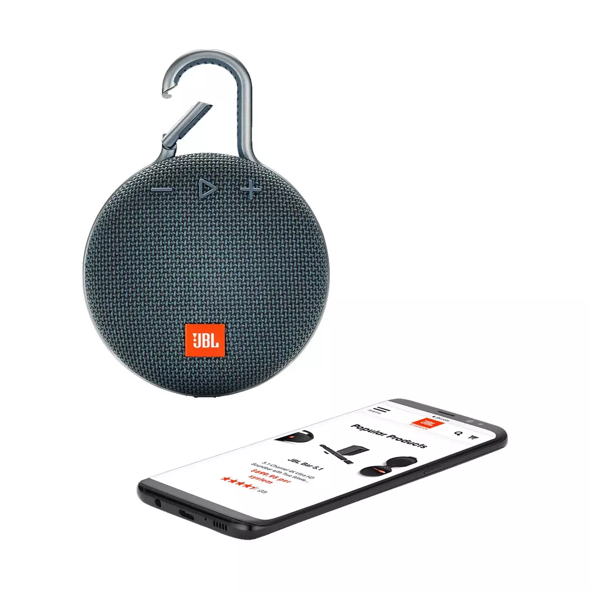 JBL Clip 3 Blue Portable Bluetooth Speaker -blue-gallery-1