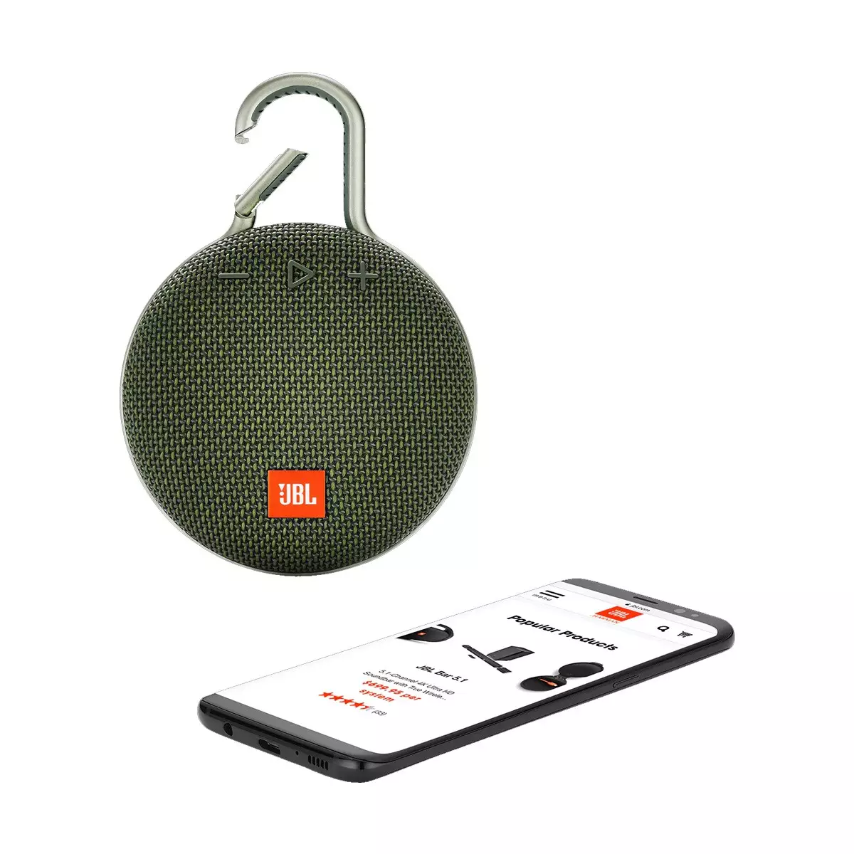 JBL Clip 3 Portable Bluetooth Speaker -Green-gallery-1