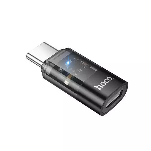 Hoco UA36D Type-C male to Lightning female Transparent Converter (Black)-gallery-1