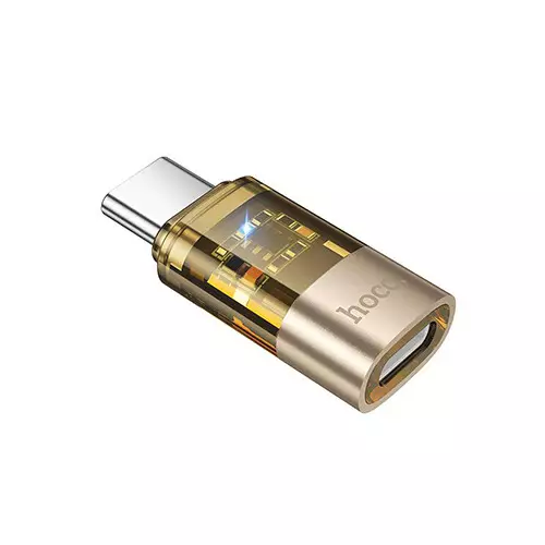 Hoco UA36D Type-C male to Lightning female Transparent Converter (Gold)-gallery-1