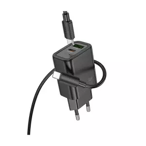 Hoco N63 30W PD QC3.0 Dual Port Fast Charging Adapter With Type-C to IP Cable-gallery-1