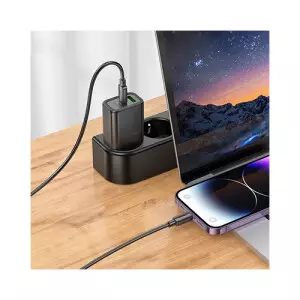 Hoco N63 30W PD QC3.0 Dual Port Fast Charging Adapter With Type-C to IP Cable-gallery-2