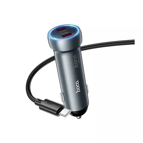 Hoco Z54B 60W PD Dual-port Car Charger with Type C to Type C Cable-gallery-1