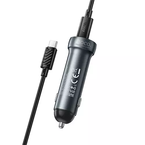 Hoco Z54B 60W PD Dual-port Car Charger with Type C to Type C Cable-gallery-2