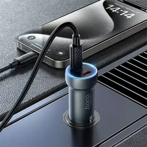 Hoco Z54B 60W PD Dual-port Car Charger with Type C to Type C Cable-gallery-3