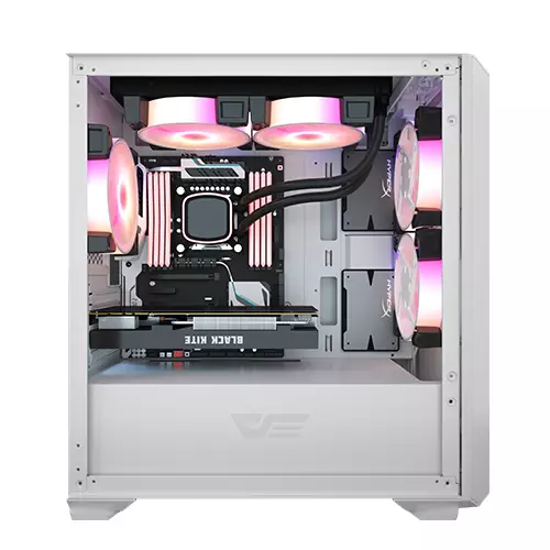 Aigo DarkFlash DLM23 Mini Tower Tempered Glass Micro-ATX Case (White)-gallery-1