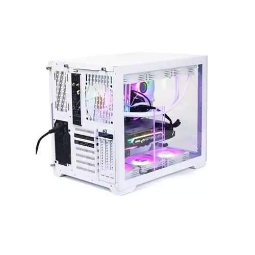 AIGO DARKFLASH C305 TEMPERED GLASS ATX GAMING CASE (White)-gallery-1