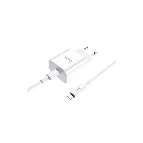 Hoco C76A Speed source PD3.0 EU Type-C output set White Wall charger with cable-gallery-1