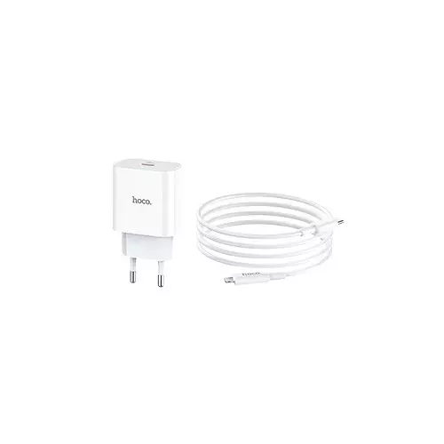 Hoco C76A Speed source PD3.0 EU Type-C output set White Wall charger with cable-gallery-2