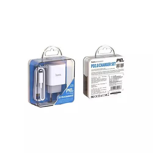 Hoco C76A Speed source PD3.0 EU Type-C output set White Wall charger with cable-gallery-5