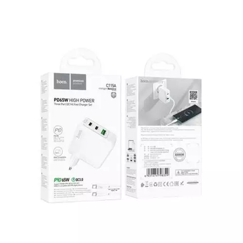 Hoco C115A Type-C & USB 65W Fast Charging Adapter-gallery-2