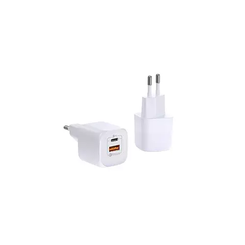 WIWU 33W GAN FAST CHARGER USB-C + QC3.0 POWER ADAPTER- WHITE-gallery-1