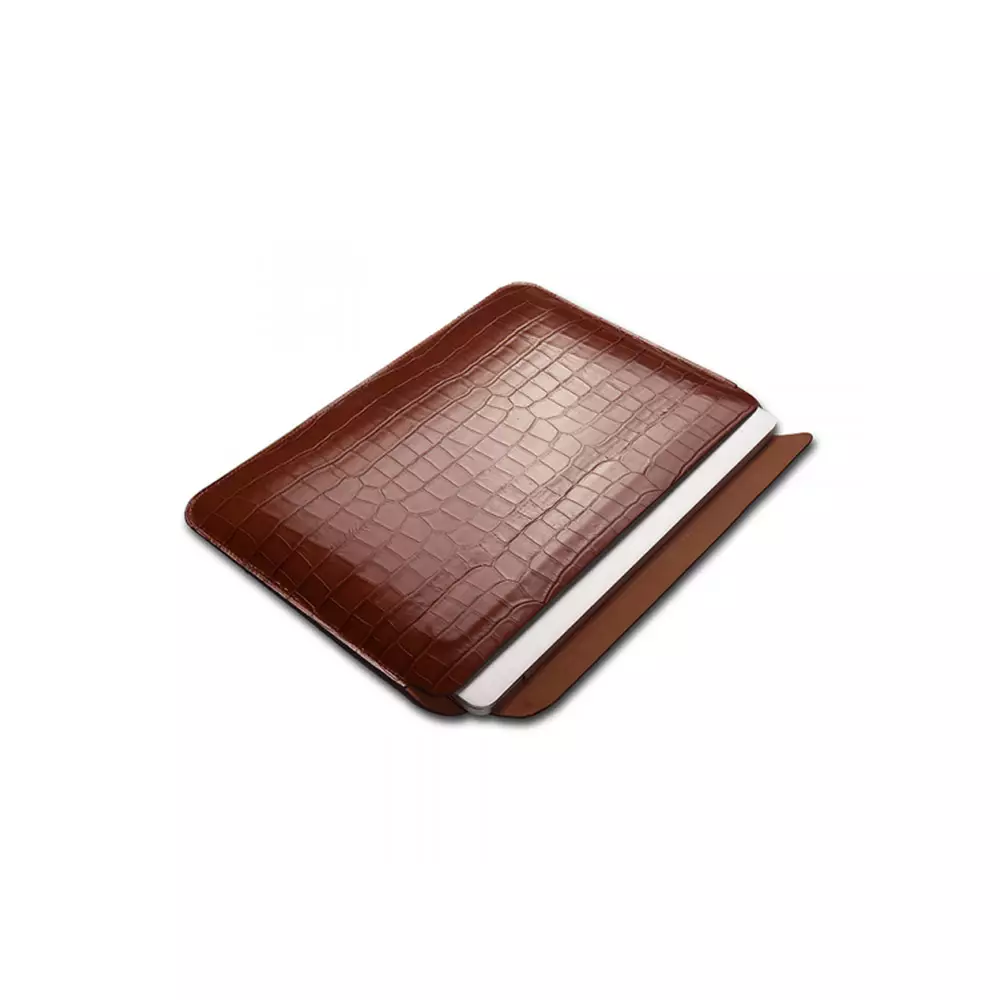 WIWU SKIN CROCO GENUINE 16.2 INCH LEATHER SLEEVE FOR MACBOOK (BROWN)-gallery-1