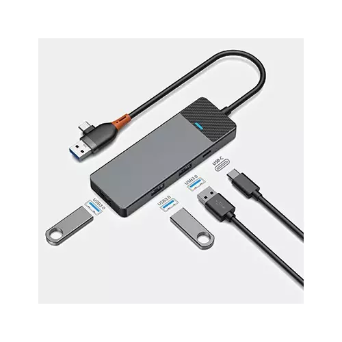 WiWU A431C Linker 4 in 1 USB-A & USB-C Gray Hub-gallery-3